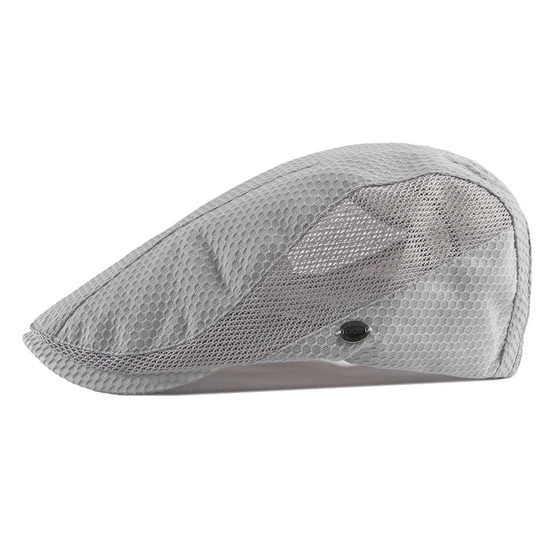 Summer Beret Hats for Man Forward Cap Women Hollow Mesh Breathable Flat Peaked Caps Fashionable Outdoor Cap Adjustable