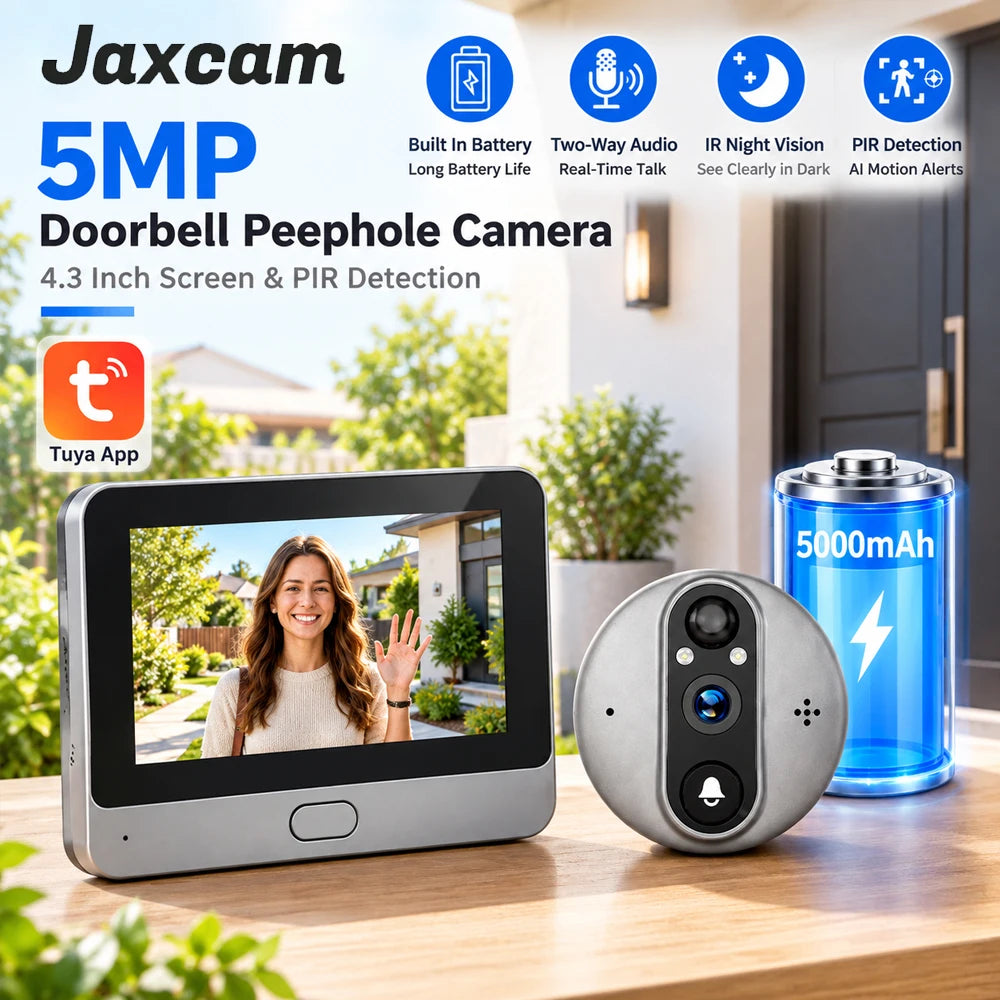 Jaxcam digitalt dörröga med skärm, Wi-Fi och tvåvägsljud