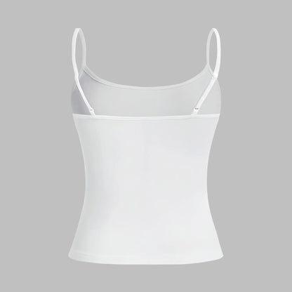 Women Tank Top Strap Slim Top for Summer Fashion Versatile Casual Breathable Micro Elastic Fabric Sleeveless Strap Top