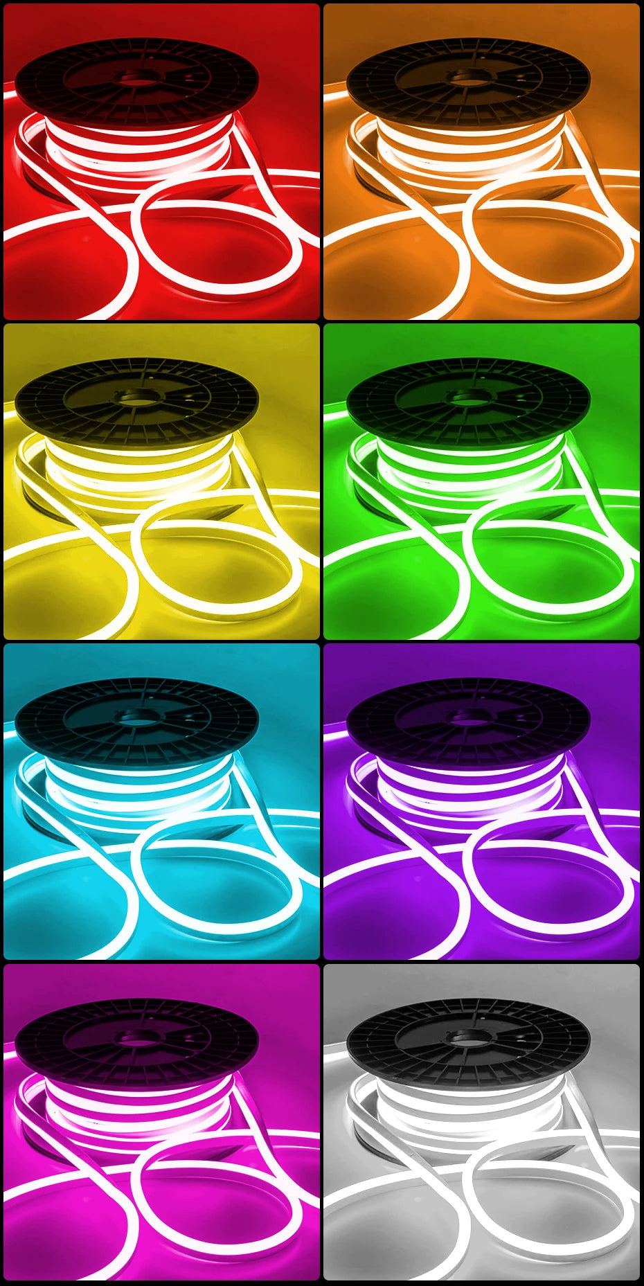 220 V RGB LED-neonlist IP65 med fjärrkontroll, Bluetooth eller Tuya WiFi, 1–100 m