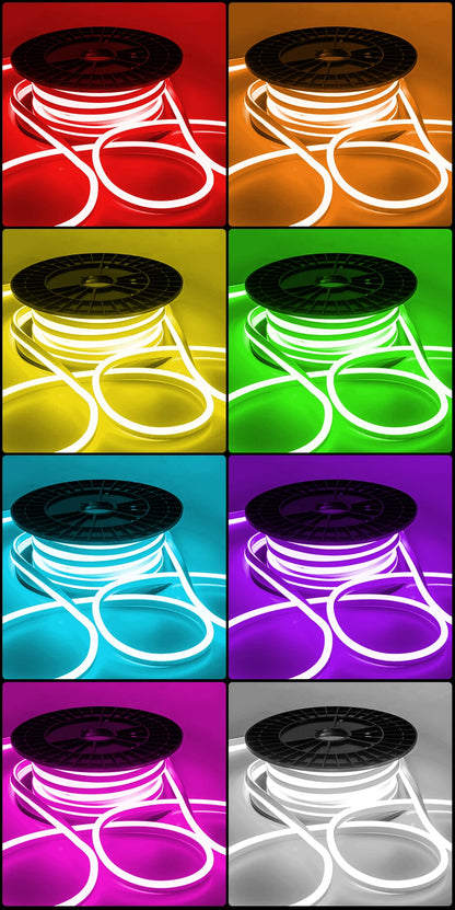 220 V RGB LED-neonlist IP65 med fjärrkontroll, Bluetooth eller Tuya WiFi, 1–100 m