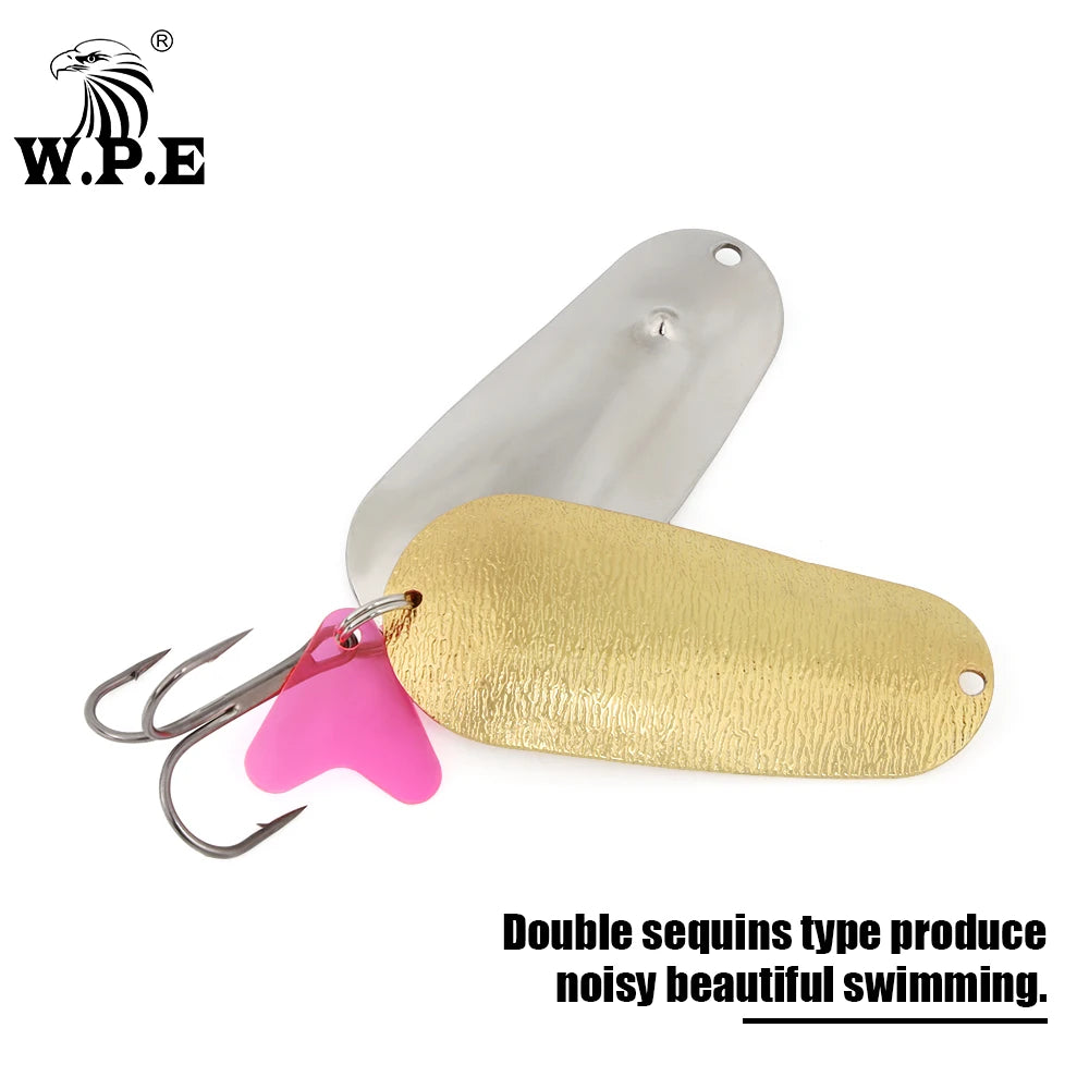 W.P.E Fishing Lure JIG Double Artificial Bait 8 Grams With Connector Three-anchor hook Metal sequins For fishing