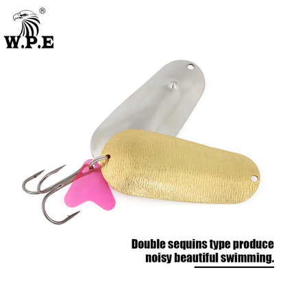W.P.E Fishing Lure JIG Double Artificial Bait 8 Grams With Connector Three-anchor hook Metal sequins For fishing