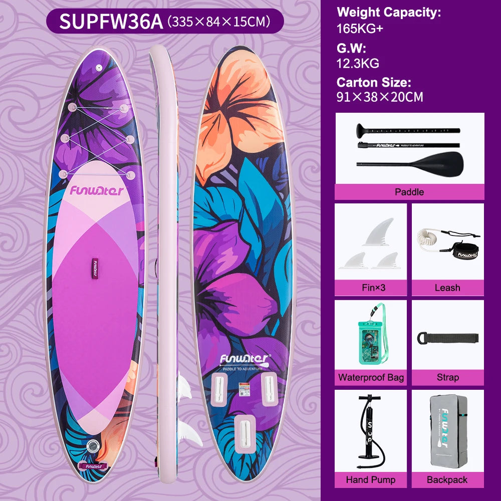 FunWater uppblåsbart SUP-bräde med tillbehör – flera storlekar