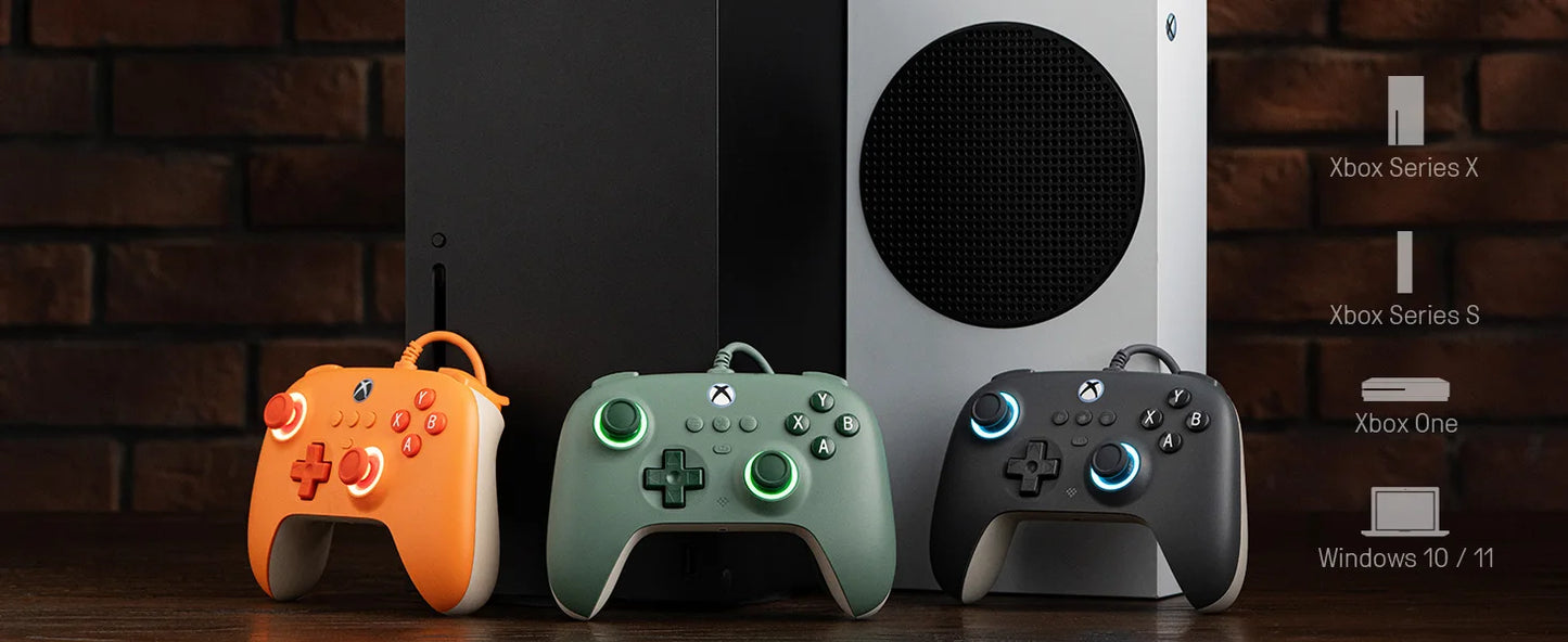 8BitDo Ultimate C Kabelansluten Xbox Handkontroll – Hall Effect GuliKit RGB Fire Ring USB Xbox Series X|S/One/PC Windows 10/11