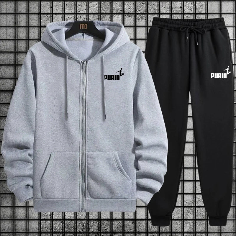 New in Women Tracksuit Trend Printing Hooded Sweatshirts Pants 2Pcs Set Casual Zipper Overcoat Suit Daily Clothing Autumn Winter