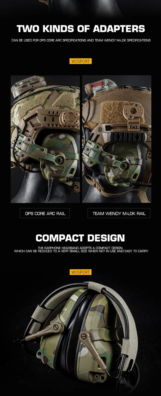HD-17 GEN 6 Tactical Headset Sound Pickup&Noise Reduction Sports Shooting Earmuff Sports Shooting Impact Anti-Noise Headset