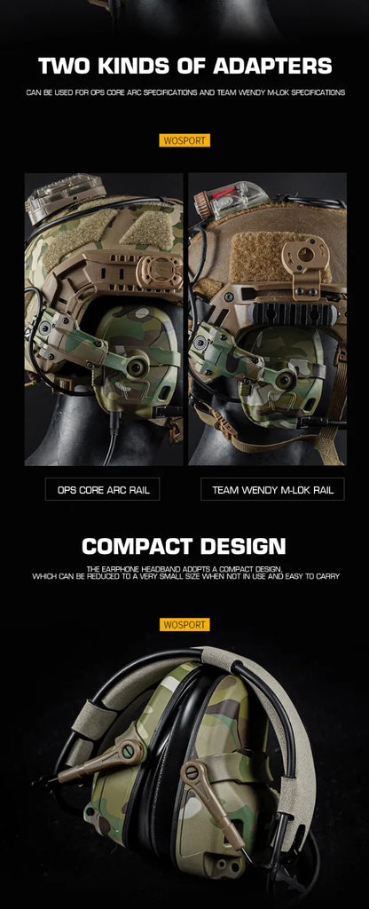 HD-17 GEN 6 Tactical Headset Sound Pickup&Noise Reduction Sports Shooting Earmuff Sports Shooting Impact Anti-Noise Headset