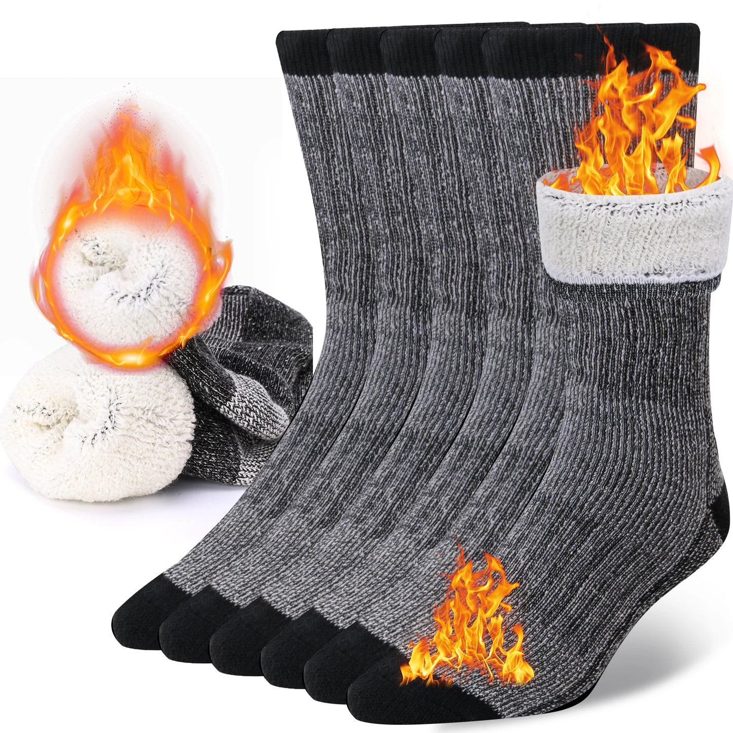 3-pack Merino Ullstrumpor Unisex – Tjocka, Varma Vinterstrumpor för Vandring, Arbete & Sport