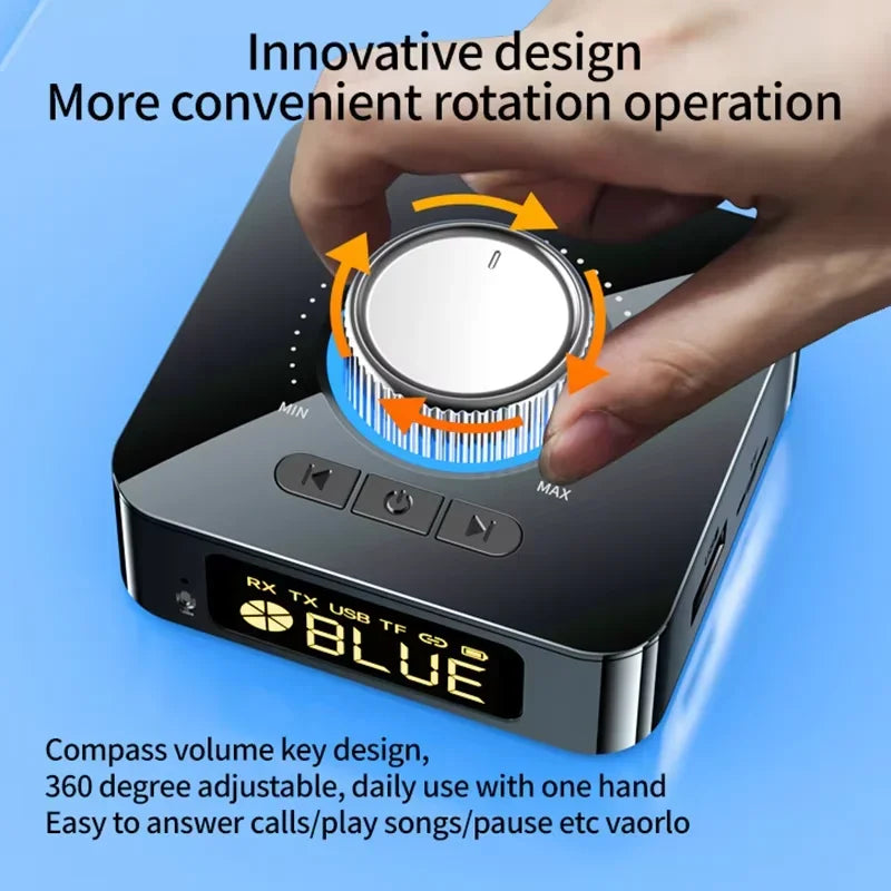 Bluetooth 6.0 Audio Receiver Transmitter With FM, NFC, RCA AUX, USB TF Card Playback For Home Stereo Use With Hands-Free Calling