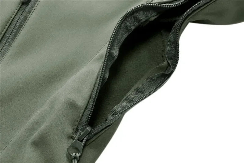 Herr Militär Softshell Set 2026 – Fleece Jacka + Byxor Outdoor, Grå/Svart/Khaki/Kamouflage S–4XL