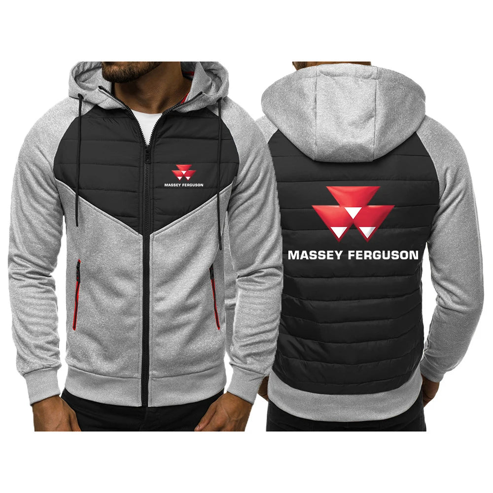 Hoodie-jacka Herr – Slim Patchwork Tryckt Streetwear Vår/Höst, S–4XL