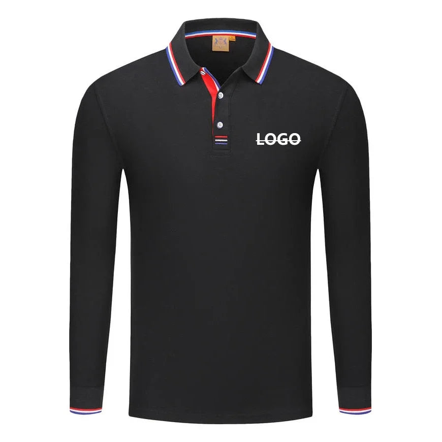 Långärmad Polo-shirt med Eget Tryck eller Logotyp – Unisex S–4XL (Asian)