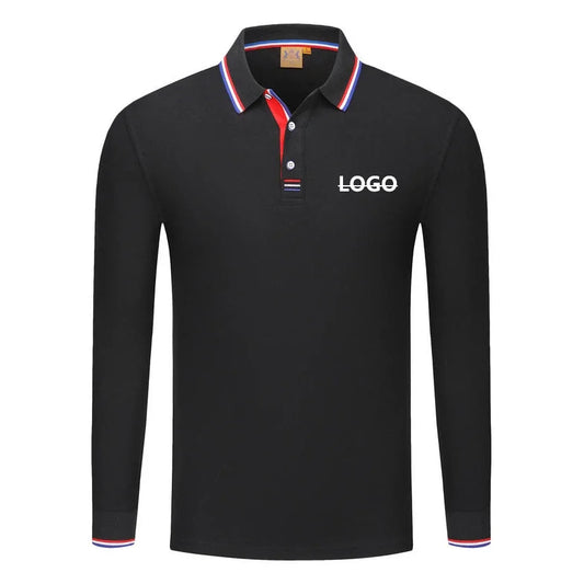 Långärmad Polo-shirt med Eget Tryck eller Logotyp – Unisex S–4XL (Asian)