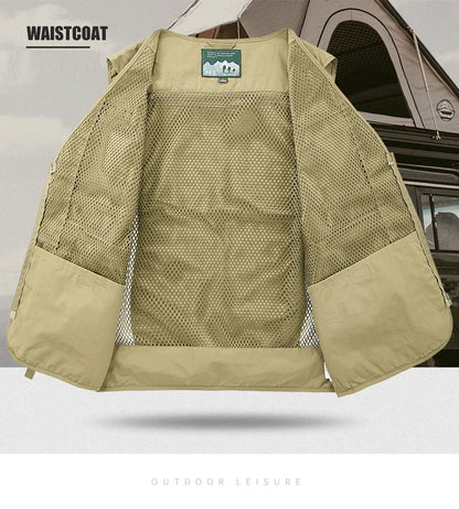 Fishing Vest Breathable Fishing Travel Mesh Vest with Zipper Pockets Summer Work Vest for Outdoor Activities