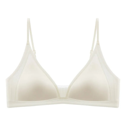 Thin Satin Wireless Deep V Bra Close-fitting Anti-sagging Push Up Underwear Traceless Gathered Breasts Seamless Bras Sport