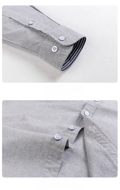 New in shirt 100%cotton oxford long sleeve shirts for man slim fit casual shirt office fashion korean embroidery polo clothes