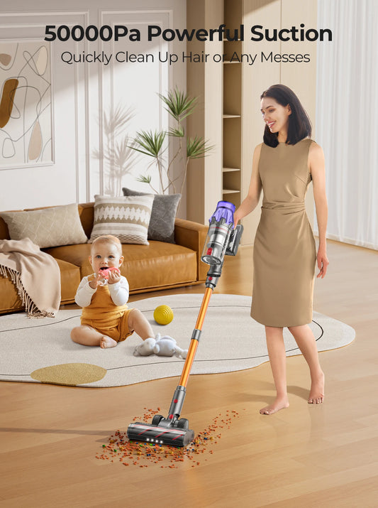 Laresar V7 Trådlös Dammsugare – 500W, 50kPa, 60 min, Avtagbart Batteri, EU/UK-kontakt