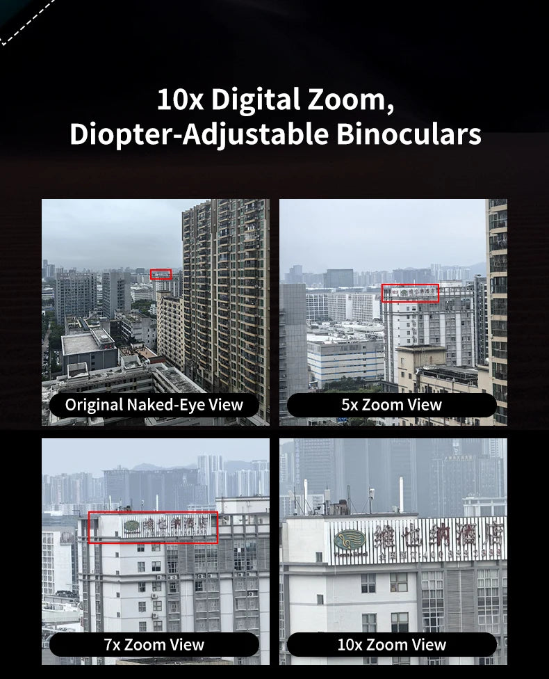 4K Night Vision Binoculars Diopter Eyepiece Dual 1.4" LCD 10X Zoom 3000mAh Level Gauge Infrared Outdoor Observation