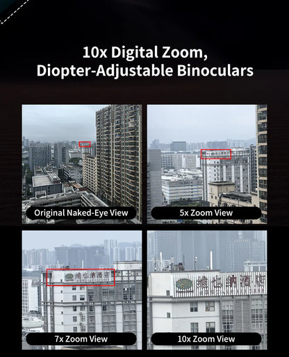4K Night Vision Binoculars Diopter Eyepiece Dual 1.4" LCD 10X Zoom 3000mAh Level Gauge Infrared Outdoor Observation