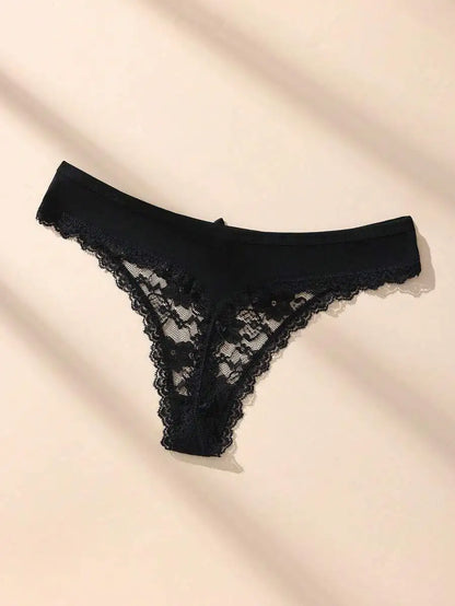 3Pcs Sexy Lace Women Thongs Transparent Women Panties Sexy Underwear Solid Floral G-String Size XS-XL Female Underpants Lingerie