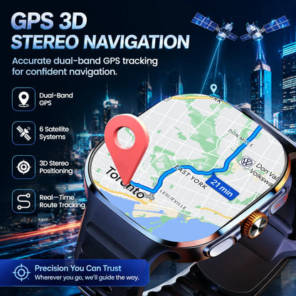 Smartklocka Herr 2026 – 4G/5G SIM, 8GB+128GB, 2,4" AMOLED, GPS, WiFi, Videosamtal & Android-appar