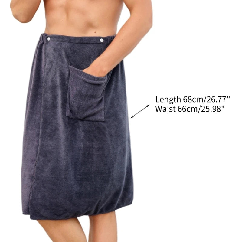 Man Wearable Bath Towel with Pocket Swimming Beach Towel Blanket Men Spa Shower Bath Wrap Towel 70x140cm A0KC