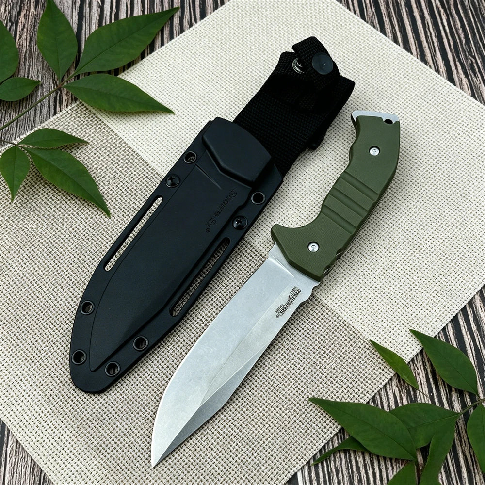 Outdoor Fixed Blade Straight Knife, 7Cr13Mov High Hardness Blade, Nylon Fiber Handle for Camping Hiking Survival EDC Gift Knives
