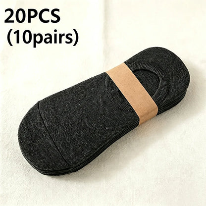 Wholesale 20PCS(10pairs) Pack Male Anti-slip Hidden Foot Socks, Thin Breathable Invisible Liner Socks, Multi Color No Show Socks