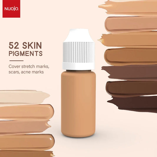 NUOJO 10ml Hudkamouflage Mikropigment – CE-certifierat Vattenbaserat PMU-bläck Ärrkamouflagering Bristningar Vitiligo 47 Färger 2026