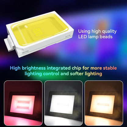 Tuya Smart RGB LED Strålkastare 100W – WiFi, App-styrd, RGB+CCT 3000–6000K, Vattentålig, EU-lager