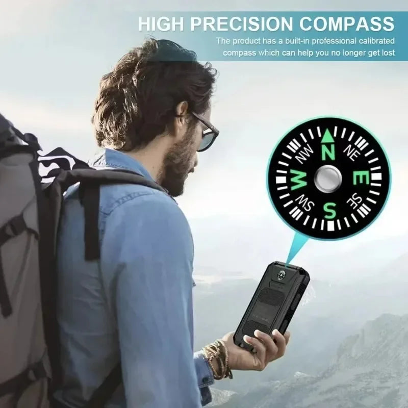 2026 New 200000mAh High Capacity Solar Power Bank Fast Charging USB-A/USB-C for IOS Android Portable Charger