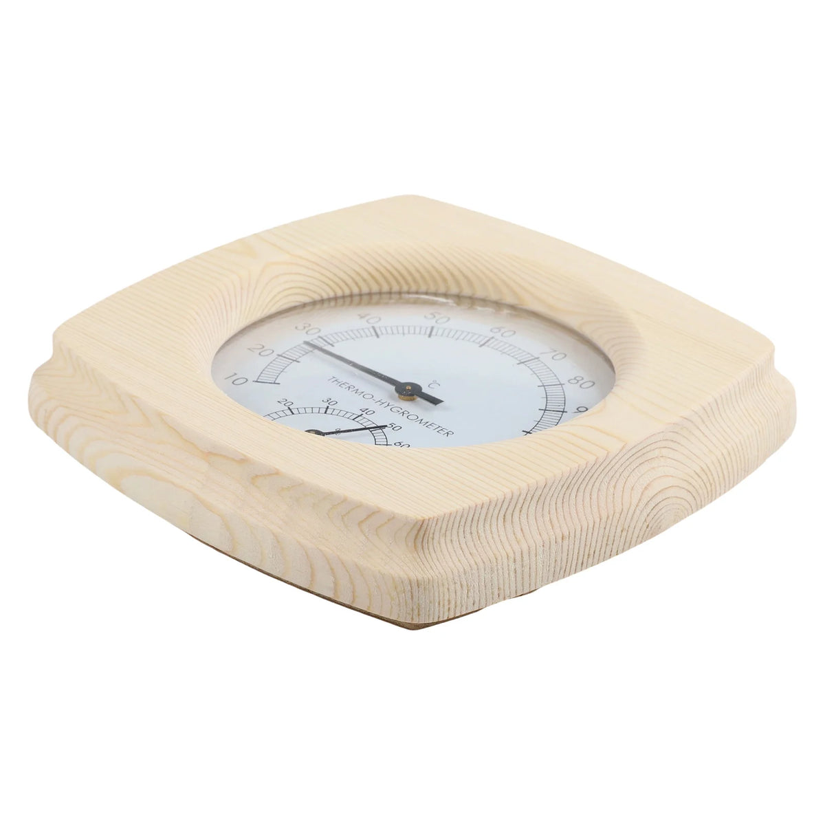 140 mm termometer och hygrometer i trä för bastu