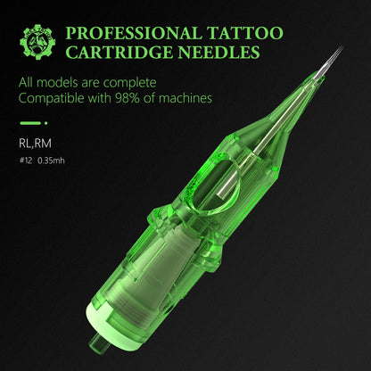 T-Rex 20pcs/Ink Cartridge Tattoo Needle RL RM Disposable Sterilization Safe Tattoo Needle 0.35mm Sterile Tattoo Needle Supply