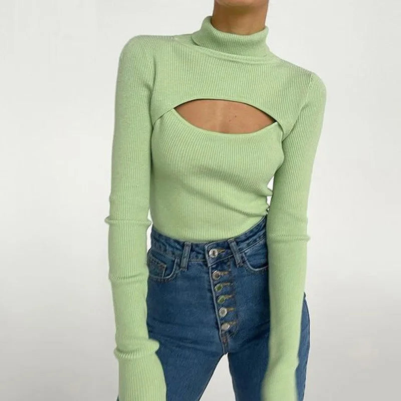Cross-border foreign trade new autumn and winter bra long sleeve knit hoodie women's Europe and the United States single top