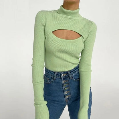 Cross-border foreign trade new autumn and winter bra long sleeve knit hoodie women's Europe and the United States single top