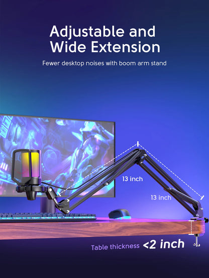 FIFINE A6T USB-mikrofonkit med RGB och bomarm
