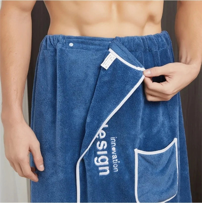 Towel Men's Quick Dry Bath Towel Wrap with Secure Buckle Pocket for Gym Spa Sauna for Shower Grooming Towel for Men Men Bath