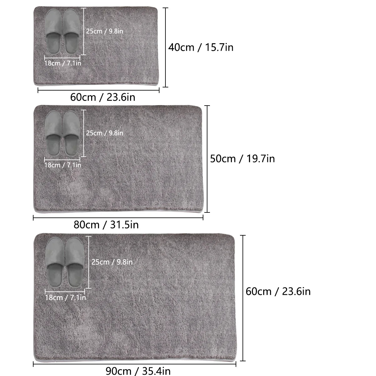 Thickened solid color bathroom non-slip floor mat shower room door absorbent foot mat square long hair toilet mat