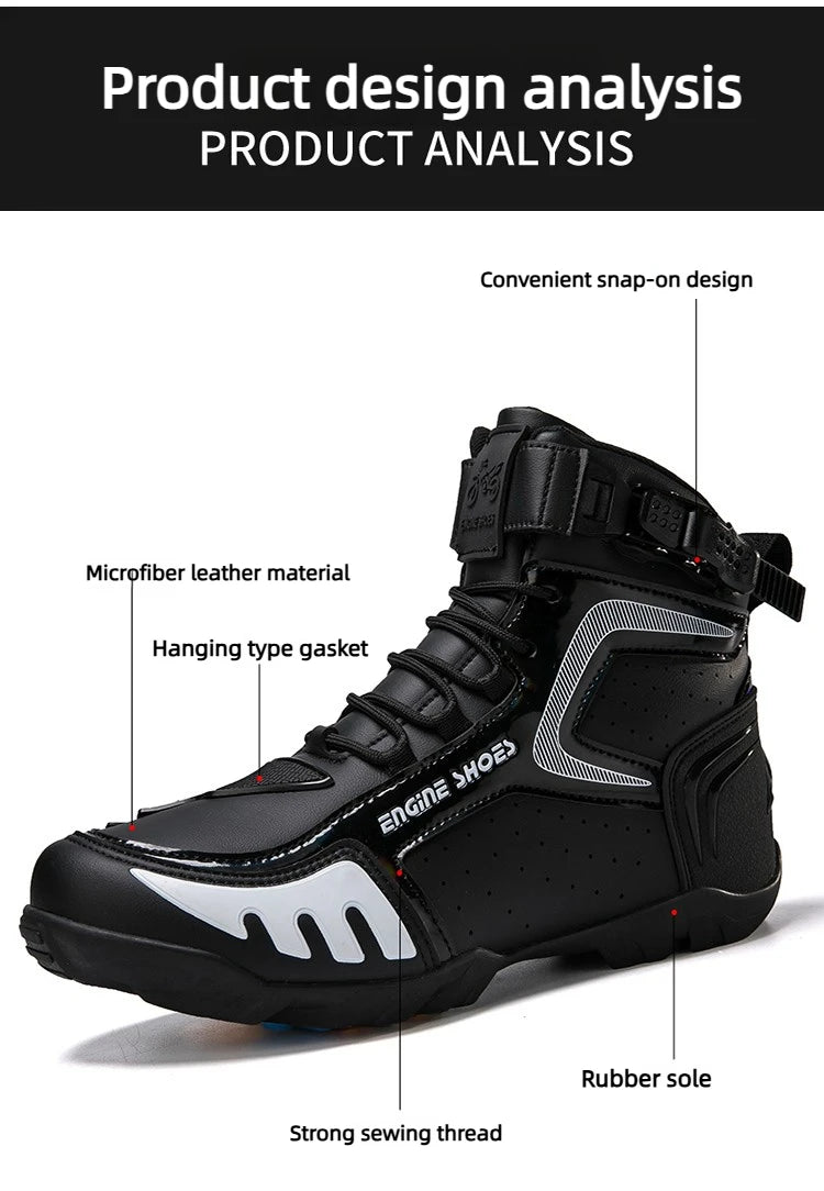 Men Leather Motos Breathable Anti Slip Wear-resistant Riders Boots Motorbike Racing Ankle Length Shoes 2026 New Motorcycle Boots