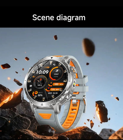 New 1400 mAh Battery Military Smartwatch Men IP68 Waterproof Flashlight Health Monitor Sports Call Smart Watch For iOS Android