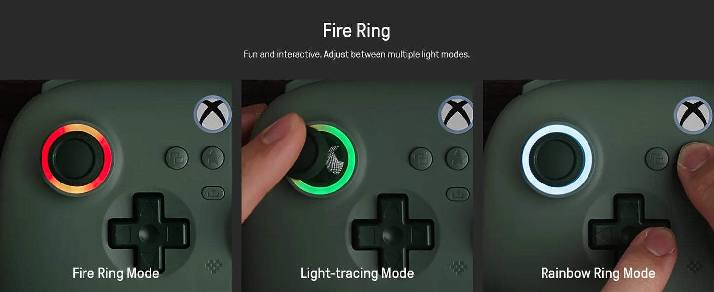 8BitDo Ultimate C Kabelansluten Xbox Handkontroll – Hall Effect GuliKit RGB Fire Ring USB Xbox Series X|S/One/PC Windows 10/11
