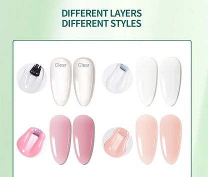 Nailpop Builder Nail Gel 4 Colors Base Coat Strengthener Thickening Extension Rhinestone Glue Gel Polish Brush in Bottle 15ml