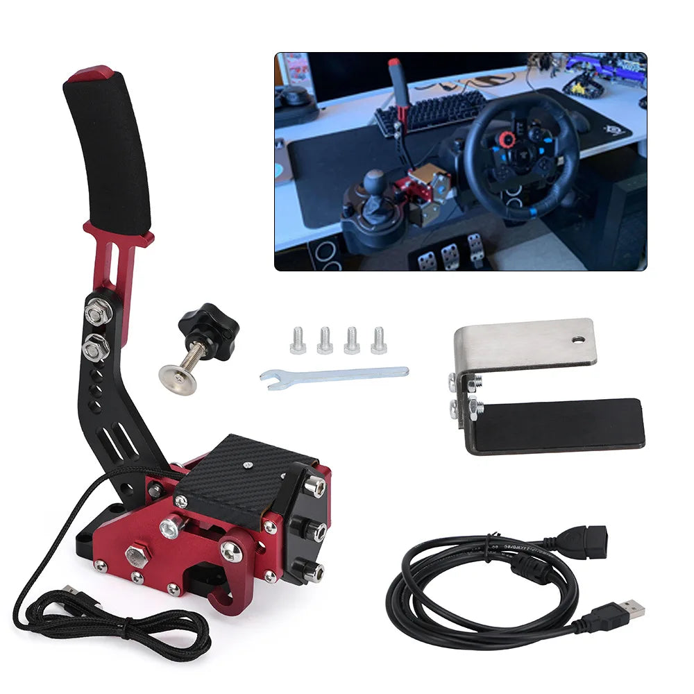 2-in-1 USB Handbrake ,64-bit USB handbrake for Racing Games Steering Wheel Stand G27 G29 G920 PC Supports PC Windows System