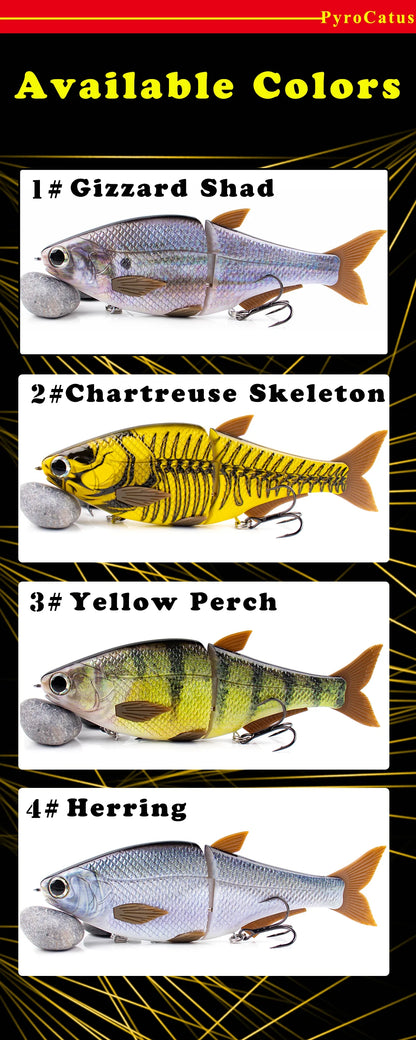 PyroCatus Big Game Glide Shad Baits 23cm/140g Sinking Hard Body Baits Soft Tail Fishing Lures Jointed Swimbait Tackle