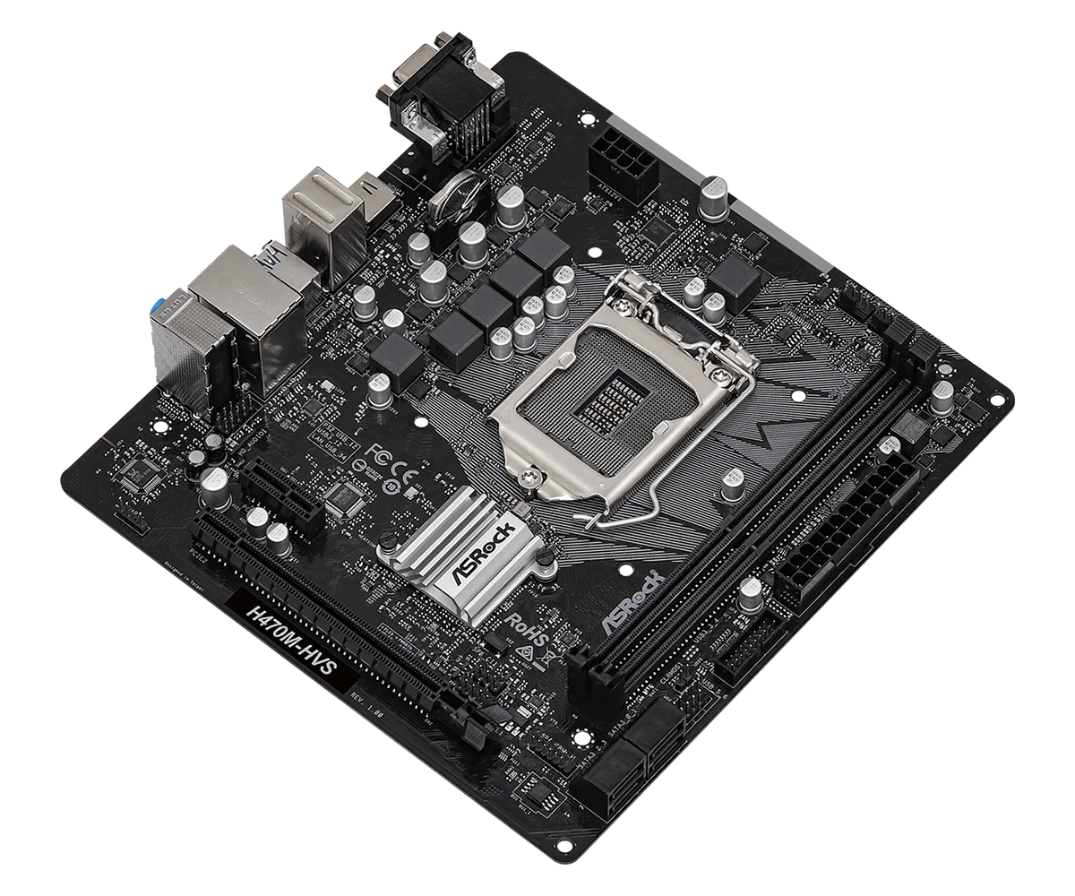 ASROCK H470M-HVS H470 Motherboard LGA 1200 CPU Support I9-10900F I5-10600KF I5-10400F I7-10700F DDR4 64GB SATA3 HDMI Micro ATX