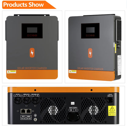 PowMr Hybrid Solväxelriktare 2kW–11kW – Ren Sinusvåg MPPT 120A 12V/24V/48V 220V LiFePO4/Litium/Blåsyra WiFi EU-lager CE