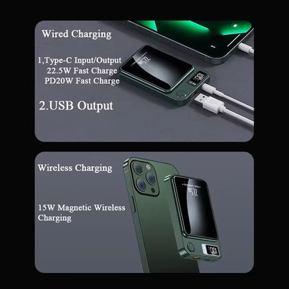 Lenovo New 500000mAh Magnetic Wireless Power Bank Super Fast Charging LED Display Digital for MagSafe For iPhone Huawei Xiaomi