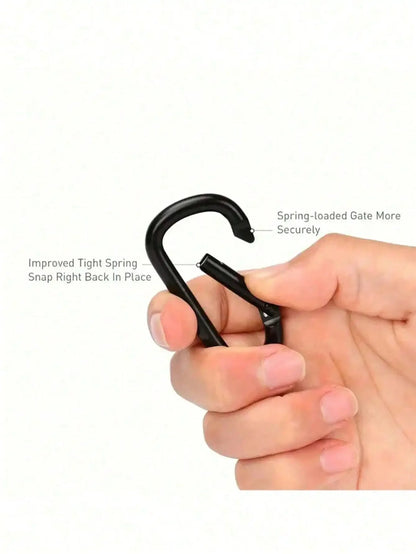 6Pcs-10PCS Black Aluminum Carabiner Clips D-Ring Spring Gate Keychain Hooks for Outdoor Camping Hiking