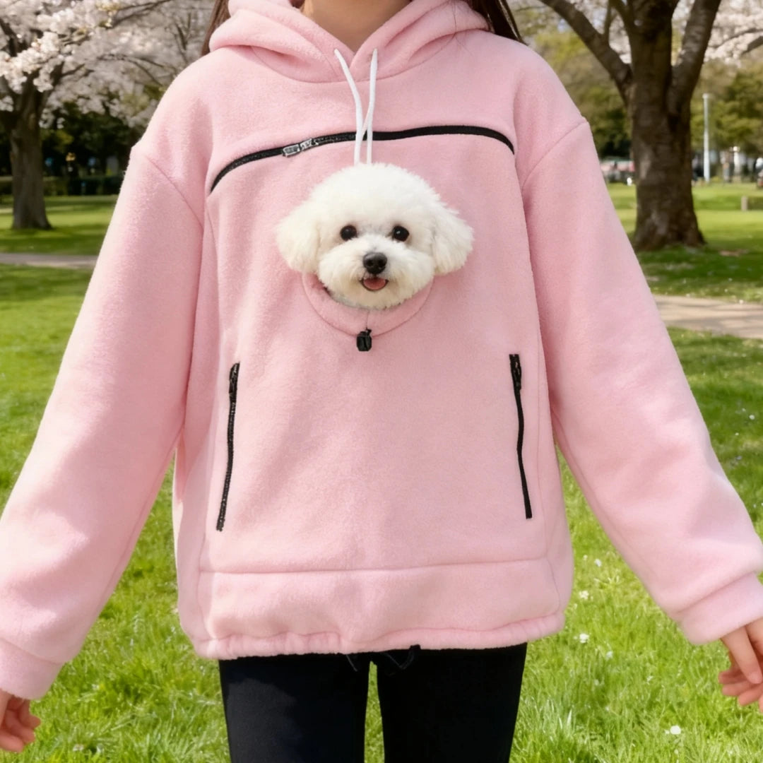 Handmade Emerald Bouclé Pet Hoodie Carrier – Soft Dog & Cat Pullover with Pocket, Cozy Sling Alternative for Chihuahua